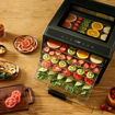 Food dehydrator with fruits and vegetables on a wooden table