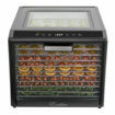 Front view of the Excalibur 10-Tray Performance Digital Dehydrator loaded with fruit, vegetables, and herbs.
